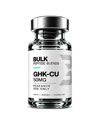 GHK-Cu 50MG — Bulk Peptide Blends research vial on a mineral product stage