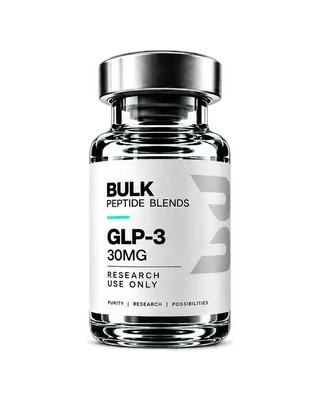 GLP-3 30MG — Bulk Peptide Blends research vial on a mineral product stage