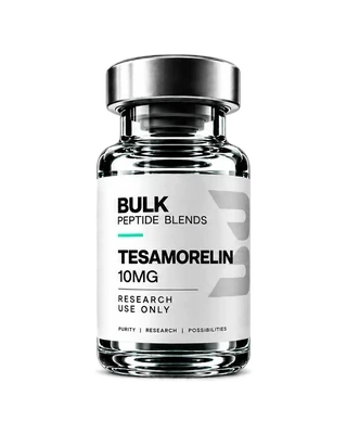 Tesamorelin 10MG — Bulk Peptide Blends research vial on a mineral product stage